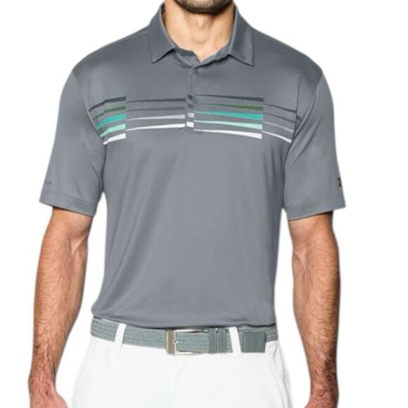 Under Armour ColdBlack Performance Gray Polo Shirt Heat Gear Loose Fit Medium - Picture 14 of 14